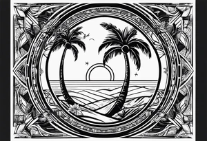 baby birth love life sun palm tree tattoo idea
