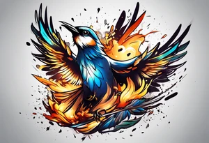 birds exploding ro top of a favor tattoo idea