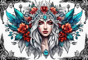 snowflake warrior, flower tattoo idea