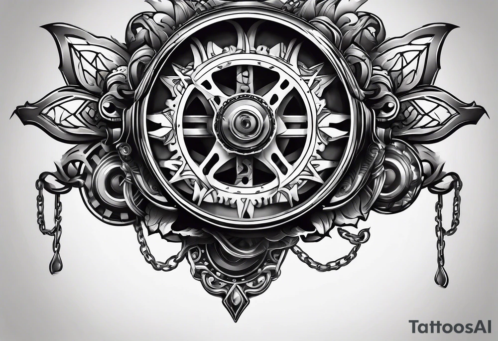 bicycle gear and chain as watch around wrist tattoo idea