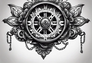 bicycle gear and chain as watch around wrist tattoo idea