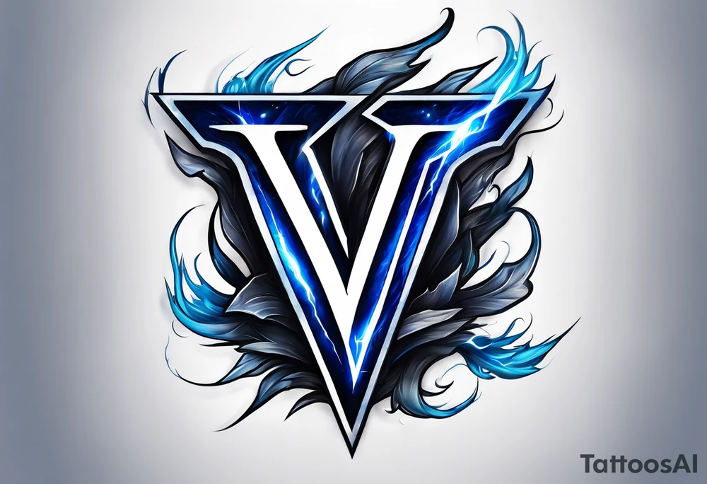 Blue Lightning forming The Letter V tattoo idea