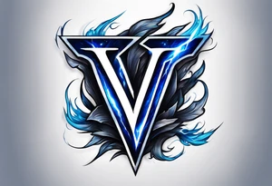 Blue Lightning forming The Letter V tattoo idea
