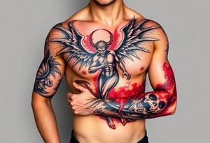 Devil, angel, hell, heaven tattoo idea