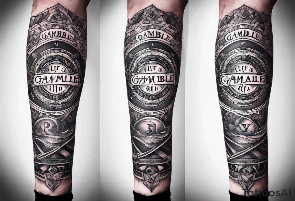 Life is a gamble arm sleeve tattoo idea