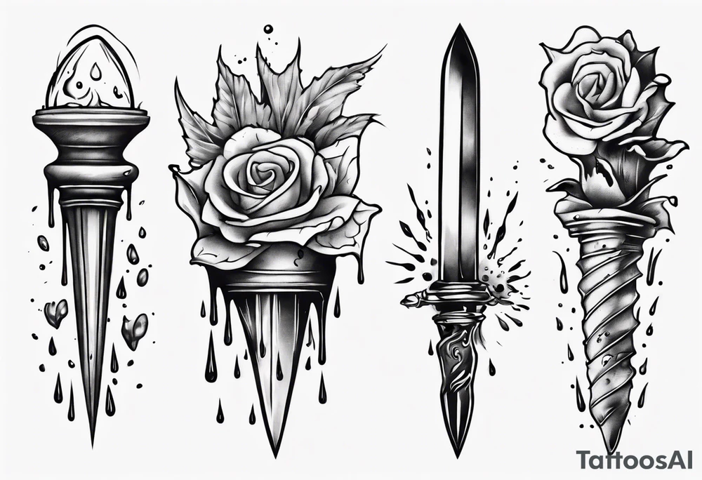 Dagger falling in a puddle tattoo idea