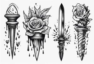 Dagger falling in a puddle tattoo idea