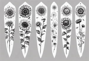 Sunflower sleeve with dandelion tattoo idea