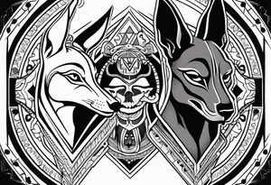 Anubis and skull forearm tattoo idea