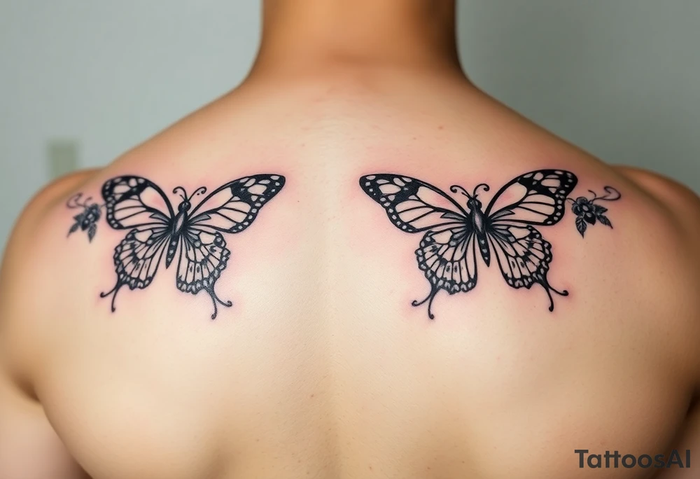Ornamental floral butterflies tattoo idea