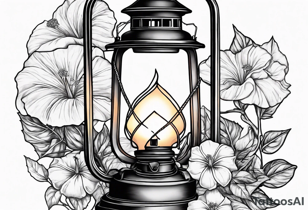 Lantern with morning glories tattoo idea