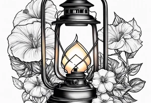 Lantern with morning glories tattoo idea