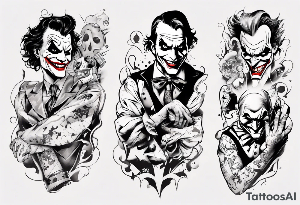 joker arm sleeve tattoo idea