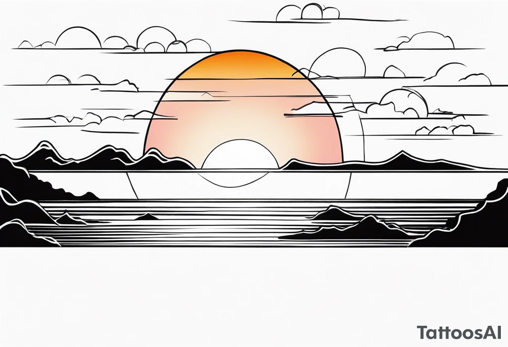 6.	Sunset Over an Ocean Horizon tattoo idea