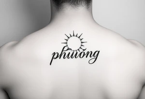 Word "phuong" written with sun tattoo idea