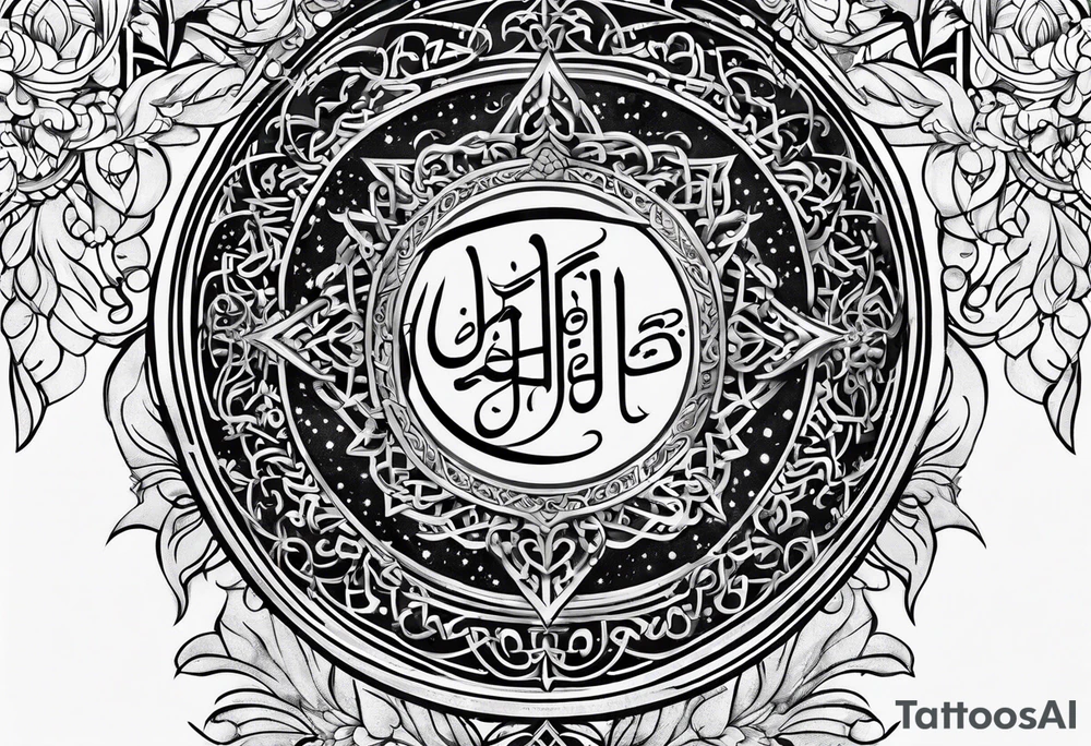 Arabic writing with scroll and heaven tattoo idea