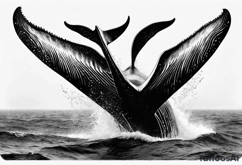 Humpback whale tail sticking out of ocean tattoo idea