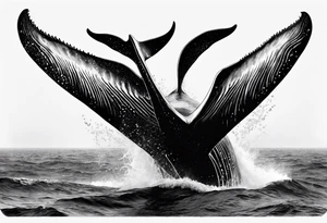 Humpback whale tail sticking out of ocean tattoo idea