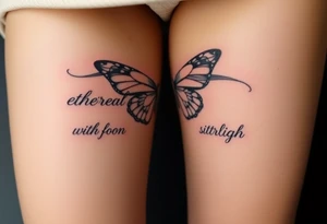 ethereal butterfly with flowing silk ribbons in moonlight tattoo idea