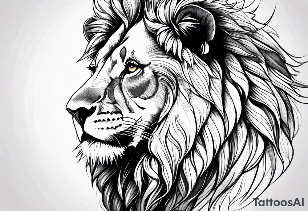 powerful majestic lion, close-up tattoo idea