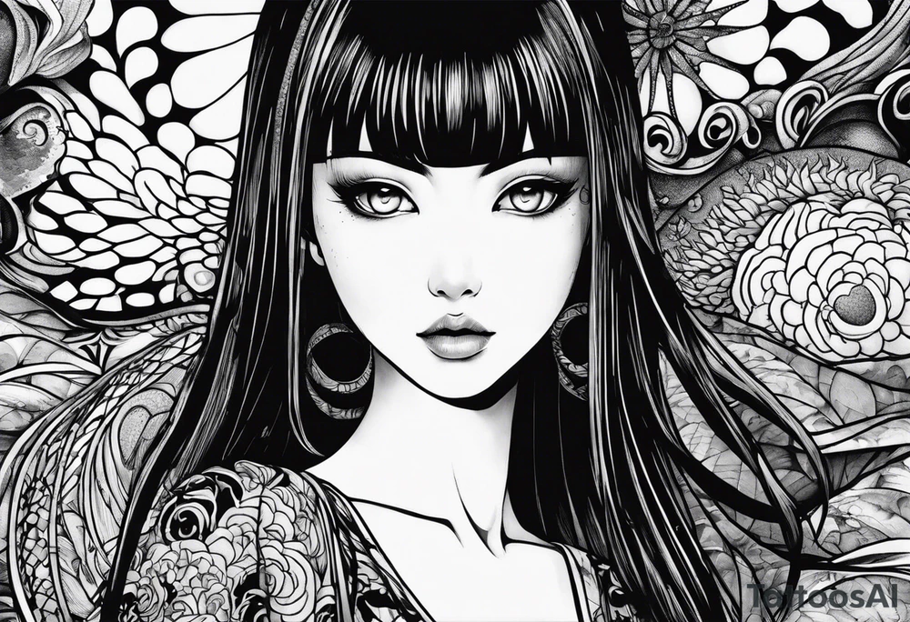 Tomie junji ito manga style tattoo idea