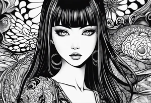 Tomie junji ito manga style tattoo idea
