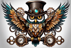 Steampunk owl tattoo idea