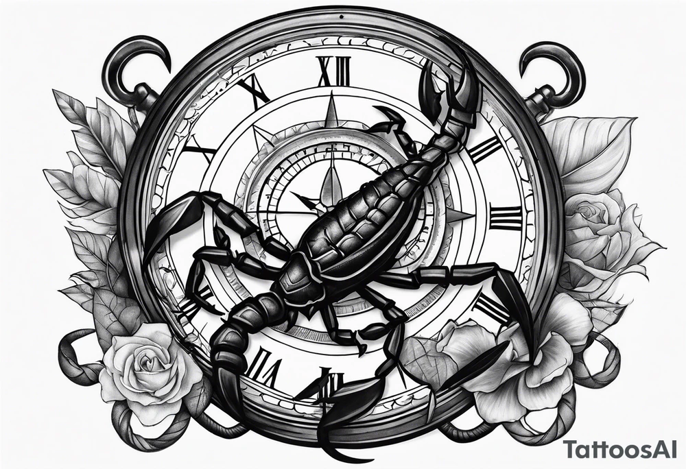 Scorpion, clock, compass, anchor tattoo idea
