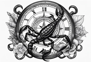 Scorpion, clock, compass, anchor tattoo idea