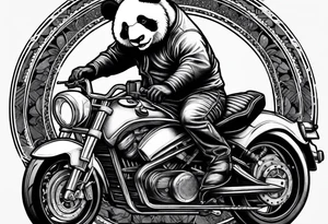 panda riding a motorcycle tattoo idea