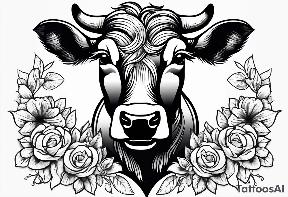 cute cow tattoo idea