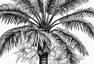 Palm tree with flowers tattoo idea