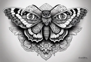 Dead head moth with owl eyes tattoo idea
