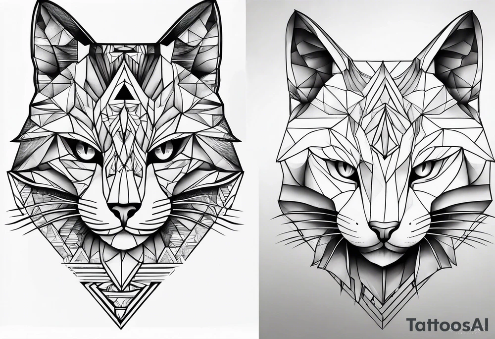 geometric cat tattoo idea