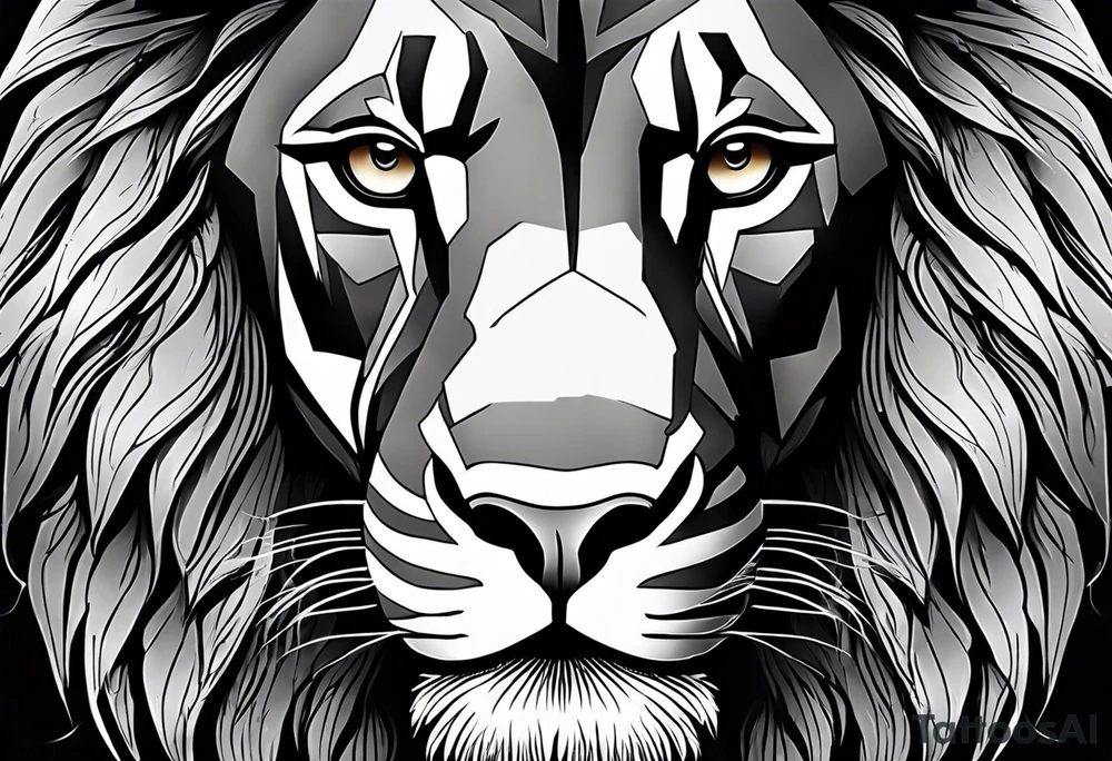 powerful majestic lion, close-up tattoo idea