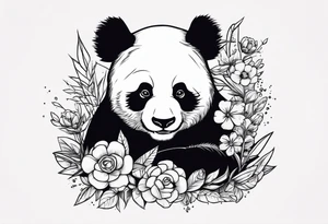 Punk Panda with flowers tattoo idea
