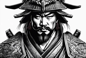 a samurai with his helmet tattoo idea