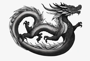 strength, small, western dragon, long tail, elegant, lengthy, pisces tattoo idea