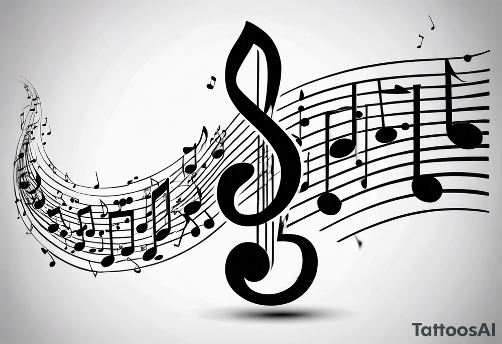 Music notes shaped as DNA tattoo idea