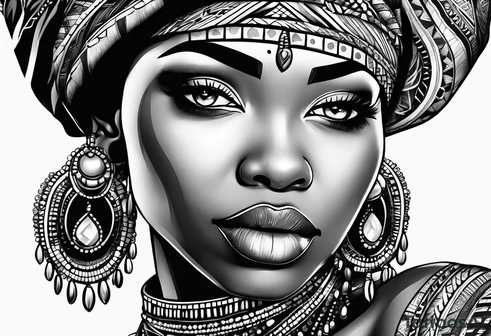 African tribal woman tattoo idea