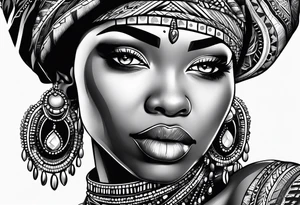 African tribal woman tattoo idea