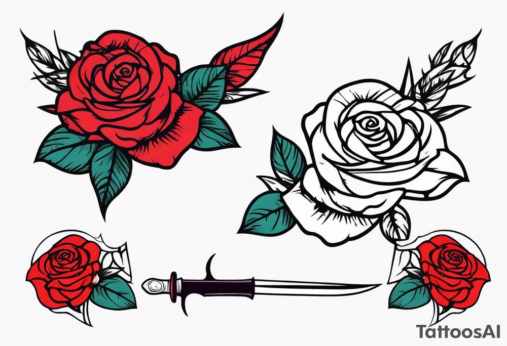 Messer mit Stacheldraht und Rose tattoo idea