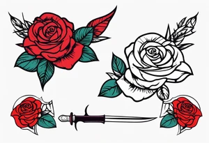 Messer mit Stacheldraht und Rose tattoo idea