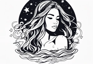girl in water with stars above tattoo idea