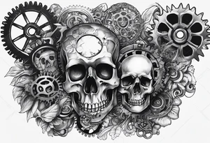 Gears and skulls tattoo idea