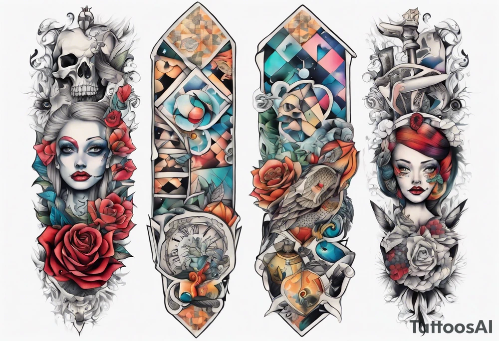 patchwork tattoo for full arms tattoo idea
