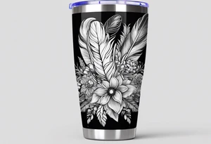 20 oz tumbler, personalized, fantasia, floral , dreamscape, feathers tattoo idea