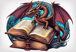 dragon coming out of a book tattoo idea
