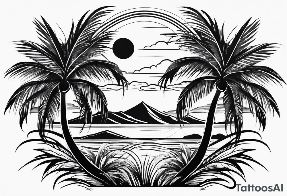 palm tree sleeve tattoo idea