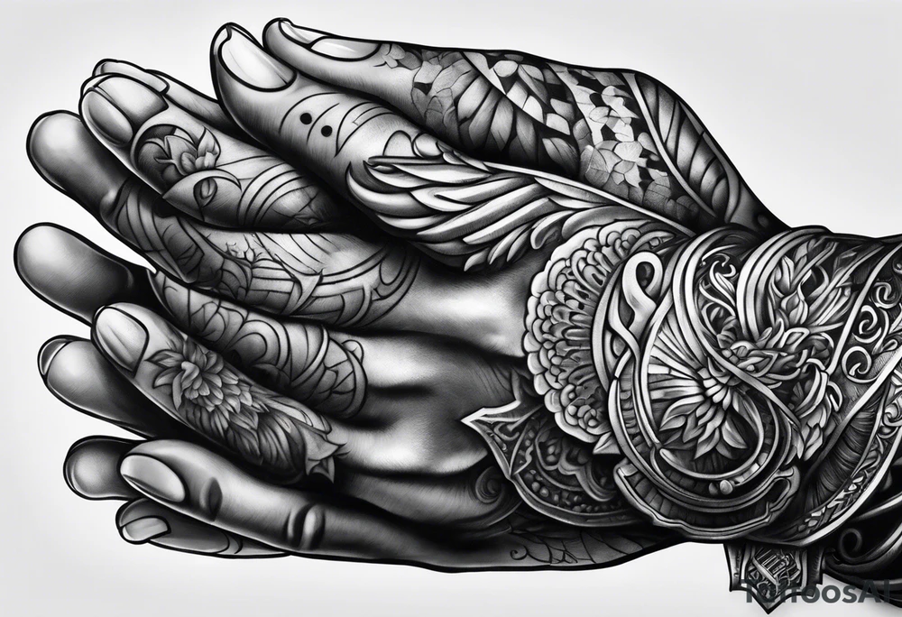 praying hands pieces of silver tattoo idea